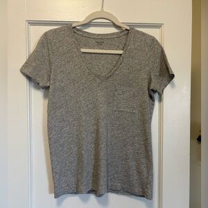 Gray V-Neck Women's Top